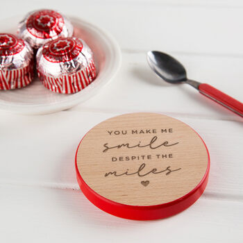 Engraved 'You Make Me Smile' Coaster For Friends, 5 of 7