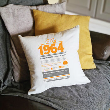 Personalised 60th Birthday Gift 1964 Cushion, 5 of 9