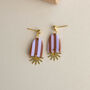 Sunny Stripe Drop Lightweight Clay And Brass Earrings, thumbnail 3 of 5