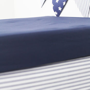 Plain Navy Blue Fitted Single Sheet, 3 of 3