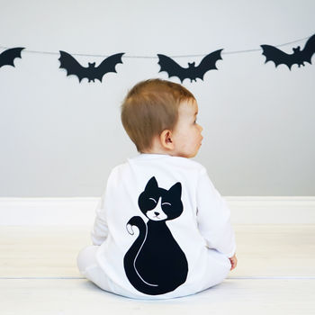 Halloween Cat Baby Sleepsuit, 3 of 5