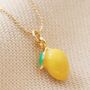 Enamel Lemon Pendant Necklace In Gold Plating, thumbnail 3 of 8