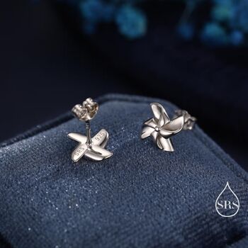 Sterling Silver Pinwheel Stud Earrings, 6 of 12