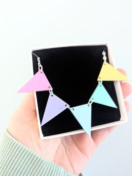 Pastel Bunting Necklace In Acrylic With Silver Plated Chain, 7 of 7