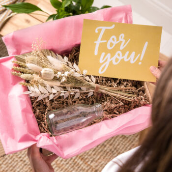 Dried Flower Posie + Vintage Bottle Vase Gift Set, 3 of 9