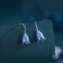 Sterling Silver Enamel Bluebell Flower Drop Hook Earrings, thumbnail 1 of 10