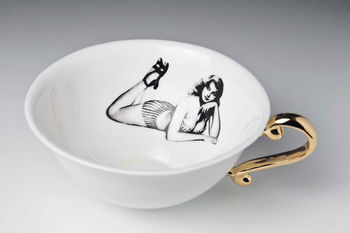 Cup And Saucer With Pin Up Girl, 8 of 12