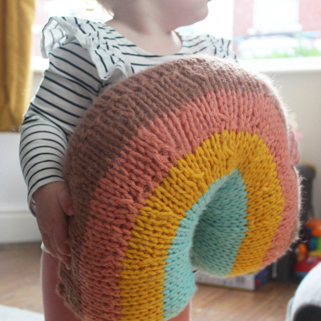 Knitted Rainbow Pillow, 1 of 7