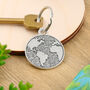 World To Me World Map Ds Round Pewter Keyring, thumbnail 2 of 6