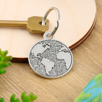 World To Me World Map Ds Round Pewter Keyring, 2 of 6