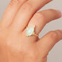Aqua Chalcedony 18 K Gold And Silver Pear Shaped Ring, thumbnail 2 of 12