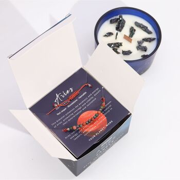 Aries Zodiac Crystal Candle And Gemstone Bracelet Gift Set, 4 of 6