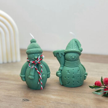 Green Snowman Christmas Decoration Candle, 2 of 8