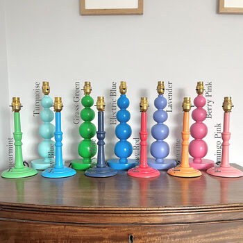 Wooden Colourful Hand Painted Candlestick Lamp Base, 2 of 2