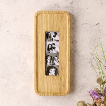 Solid Oak Photobooth Frame With Personalisation And Photo Strip Print Option, 2 of 11