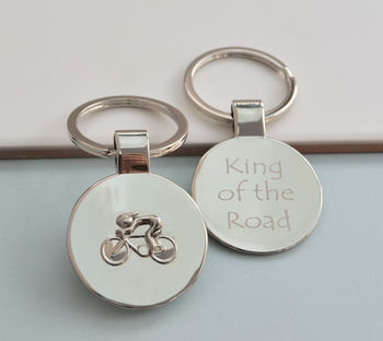 Personalised Cyclist Round Keyring, 2 of 2