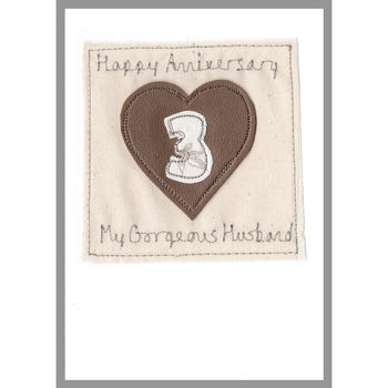 Personalised Leather 3rd Wedding Anniversary Card, 11 of 12