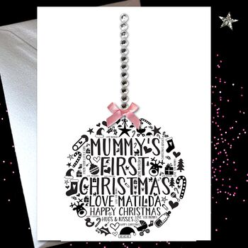 Mummy's First Christmas Daughter Bauble Card, 2 of 2
