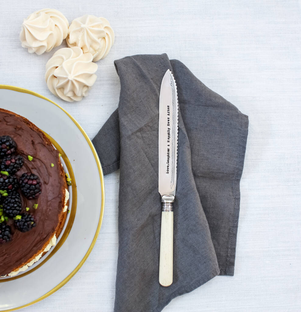 Personalised Vintage Cake Slice, Knife And Forks Set By La De Da