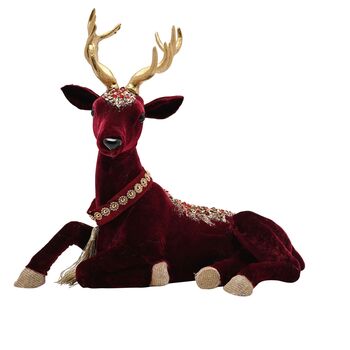Regal Tidings Red Velvet Christmas Deer Decoration, 2 of 3