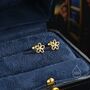 Forget Me Not Flower Screw Back Earrings In Sterling Silver, thumbnail 2 of 10