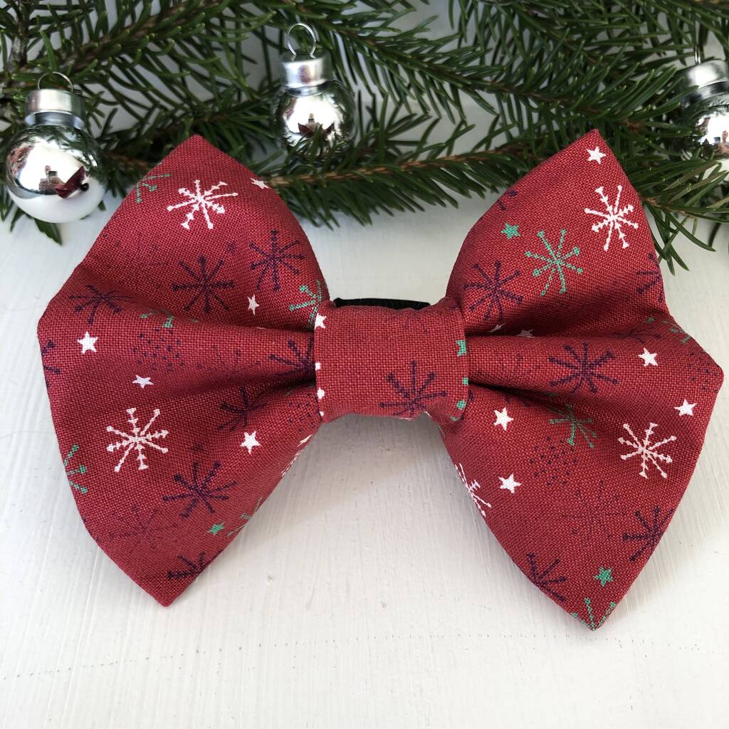 Red Snowflake Christmas Dog Bow Tie By Charlie And Boo ...