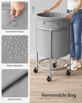 Rolling Laundry Basket With Steel Frame Trolley, 5 of 7