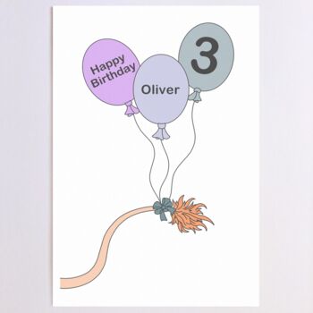 Personalised Elephant Balloons Birthday Card, 6 of 8