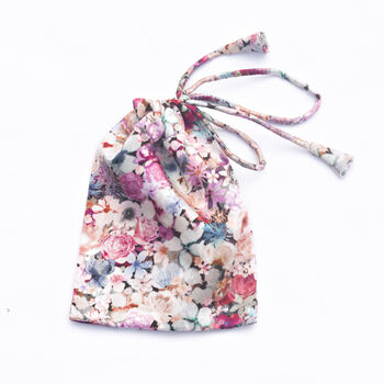 100% Silk Drawstring Bag Tiny Blooms, 2 of 4