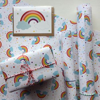 Rainbow Gift Wrapping Paper Or Gift Wrap Set With Card, 9 of 11
