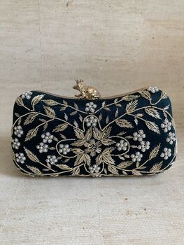 Handcrafted Emerald Green Silk Clutch Bag, 6 of 10