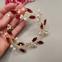Red Crystal And Pearl Bridal Hair Vine, thumbnail 10 of 11