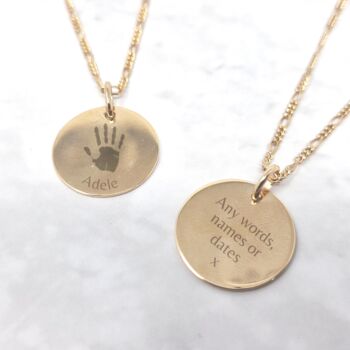 18ct Gold Vermeil Plated Actual Handprint Necklace, 2 of 7