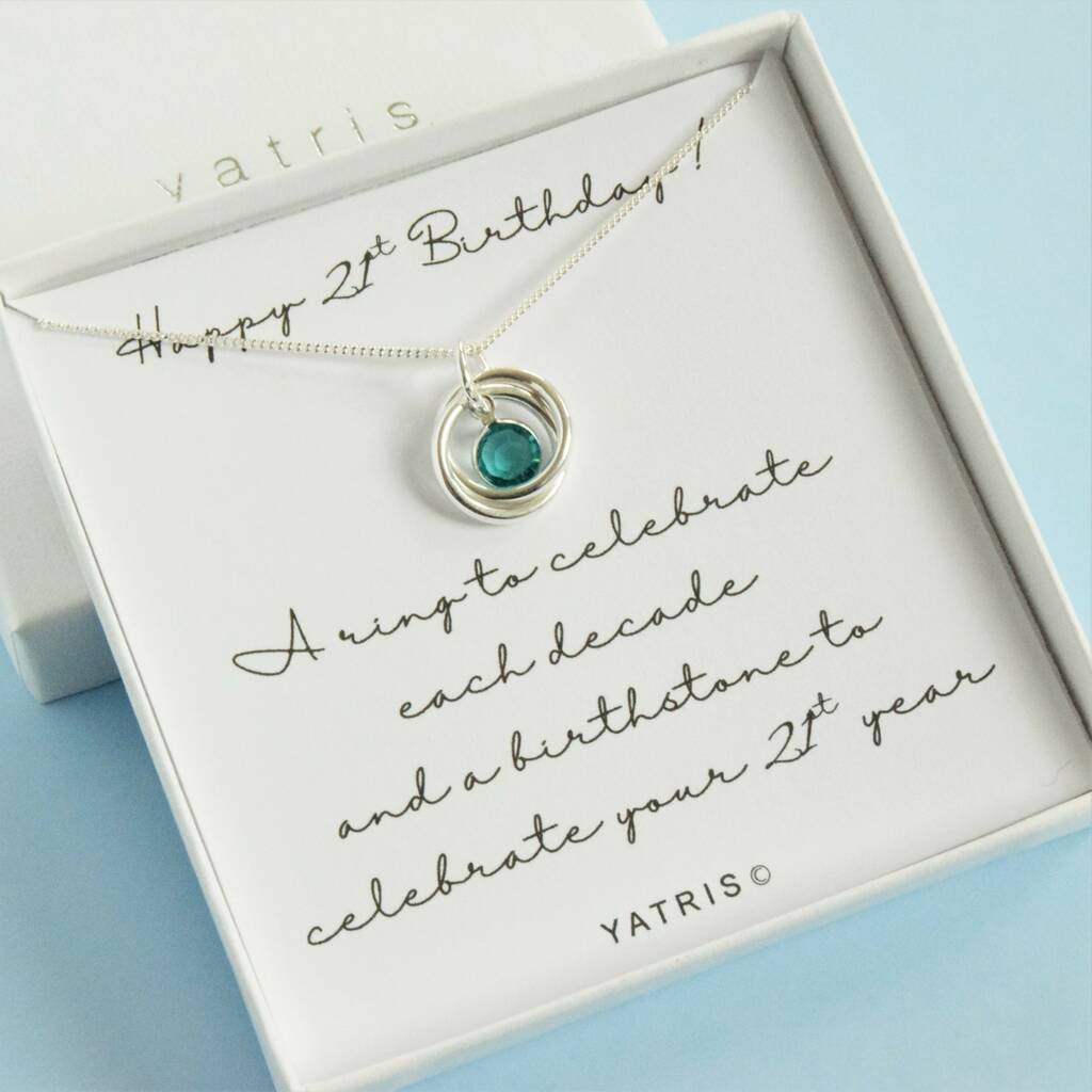 21st Birthday Necklace With Birthstone, 1 of 4