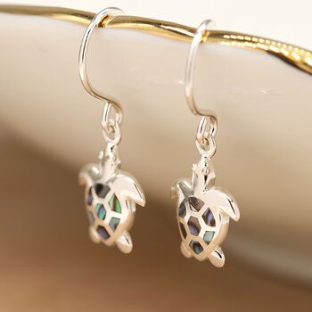 Sterling Silver Sea Turtle Drop Earrings, 5 of 9