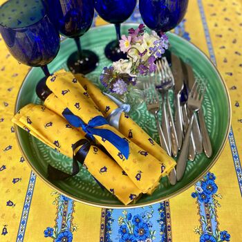 Flowery Blue And Yellow French Tablecloth Valbonne, 2 of 2