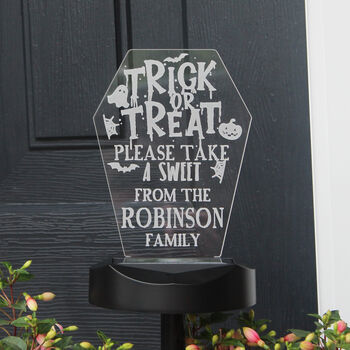 Personalised Trick Or Treat Solar Light – Outdoor Halloween Decoration, 8 of 8