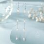 Sterling Silver Oval Freshwater Pearl Long Drop Hook Earrings, thumbnail 6 of 11