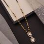 Elegant Twin Pendant Gold Plated Zircon Mangalsutra Necklace, thumbnail 2 of 4