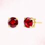 Garnet Round Stud Earrings In Sterling Silver And Gold, thumbnail 5 of 8