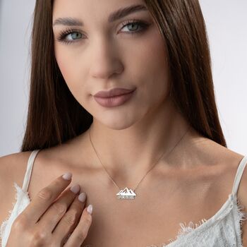 Personalised 'Adventure Awaits' Mountain Name Necklace, 3 of 9