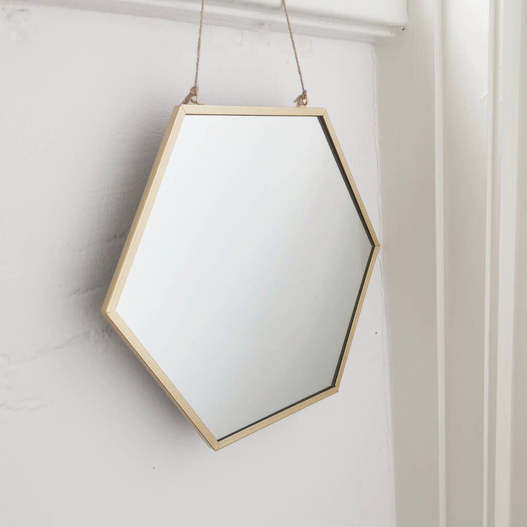Large Geometric Brass Mirror, 1 of 3