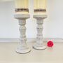 Pair Of Vintage Hand Painted Pillar Candlesticks~ 26, thumbnail 2 of 6