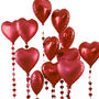 12 Red Heart Foil Balloons, thumbnail 3 of 3
