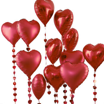 12 Red Heart Foil Balloons, 3 of 3