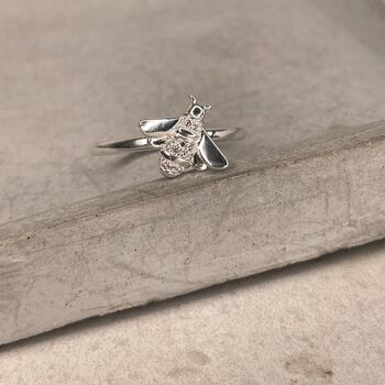 Sterling Silver Crystal Bee Ring, 6 of 12