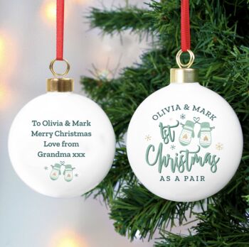 Personalised First Christmas As A Pair Bauble, 2 of 2