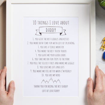 Personalised Ten Things I Love About Daddy Print, 4 of 4