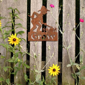 Grow Sign, Garden Sign, Rusted Metal Garden Decor, 9 of 10