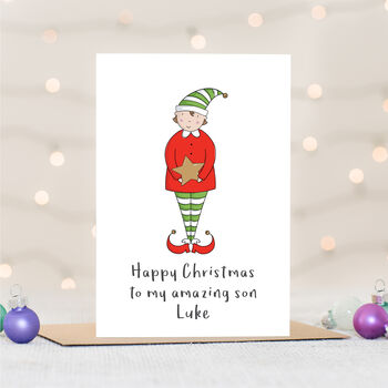 Son Elf Christmas Card, 2 of 3